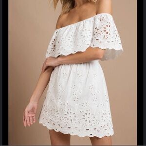 TOBI White Off Shoulder Dress